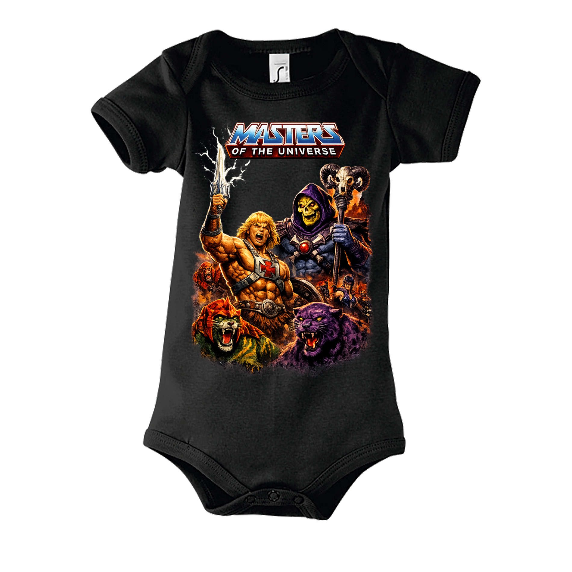 Blondie & Brownie Strampler Baby Body He Man MOTU Retro 80s Krieger Totenschädel Motiv (Einzelteil, Einzelartikel) Eternia Retro Krieger Baby Body Edition