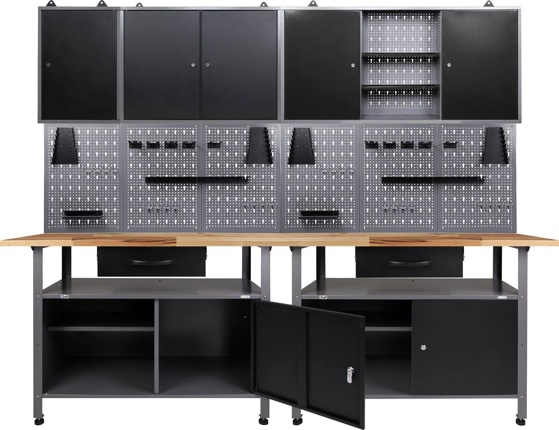 ONDIS24 Werkstatt-Set, 2x Werkbank, 2x Werkstattschrank, 2x Lochwand günstig online kaufen