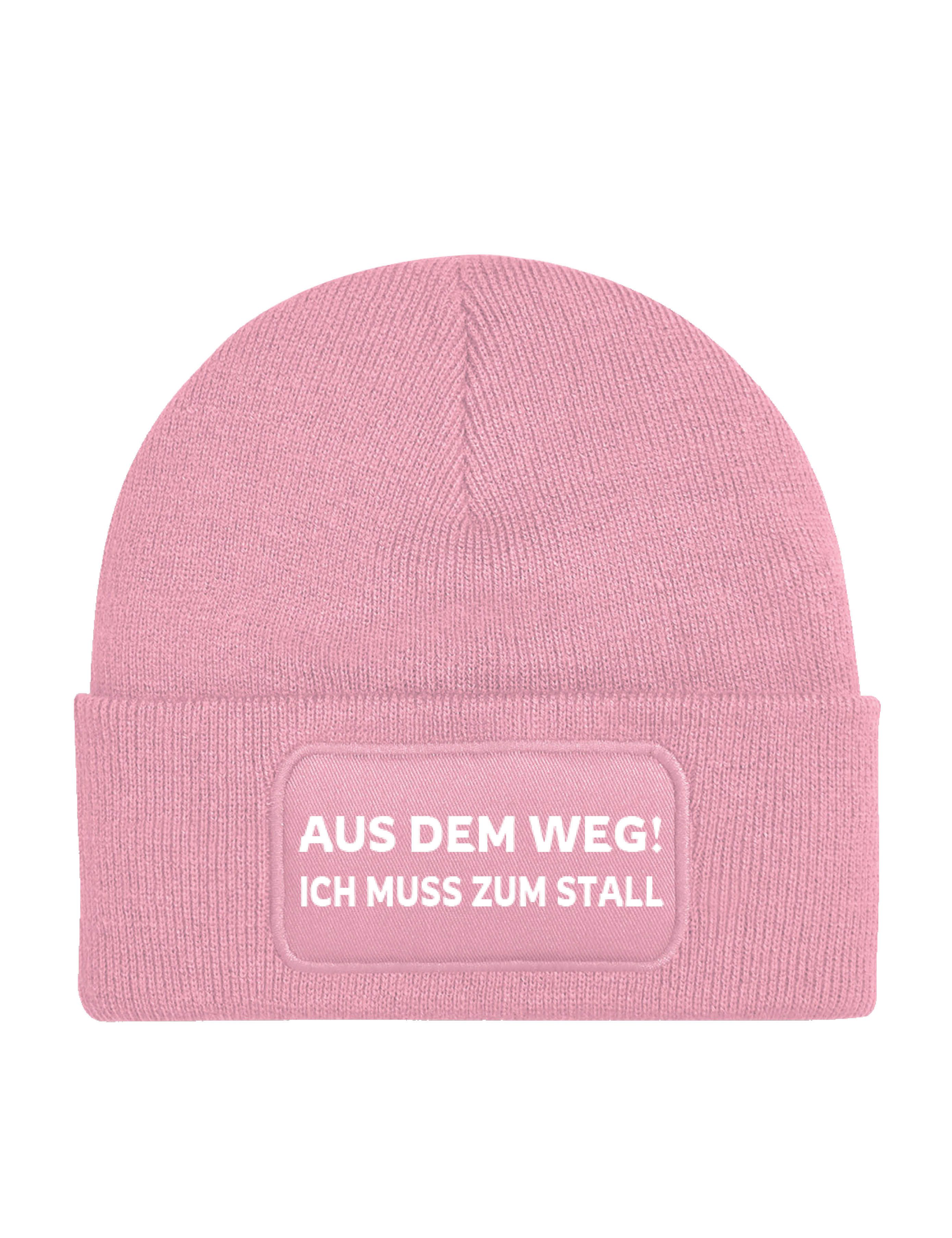 Youth Designz Beanie Aus dem Weg! Ich muss zum Stall Beanie Mütze Strickmütze Wintermütze mit trendigem Motiv