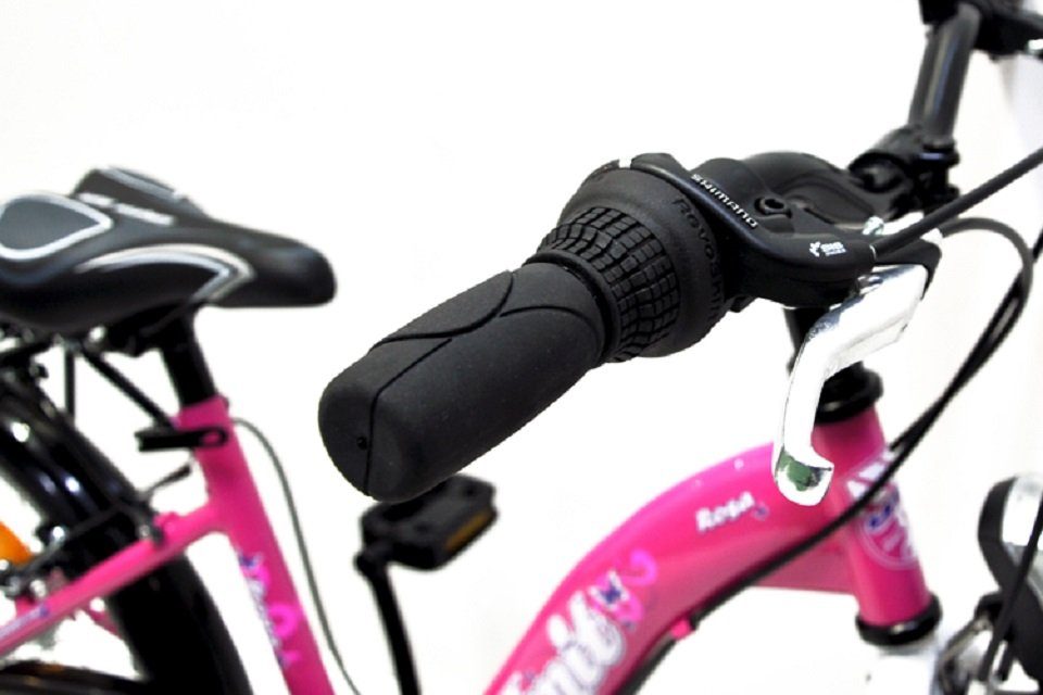 Talson children's bicycle, 20 inch city bike, 6-speed Shimano derailleur gears, with lights compliant with German road traffic regulations (StVZO) and luggage rack, pink