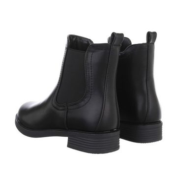 Ital-Design Damen Chelsea Freizeit Chelseaboots Blockabsatz Chelsea Boots in Schwarz