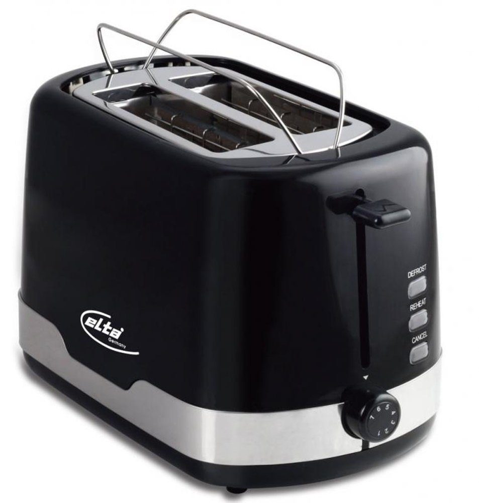 Elta Toaster Cool Touch Black Line, 850 W, 2-Scheiben Brötchenaufsatz Toast Toastautomat schwarz