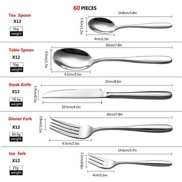 Velaze Besteck-Set (60-tlg), 12 Personen