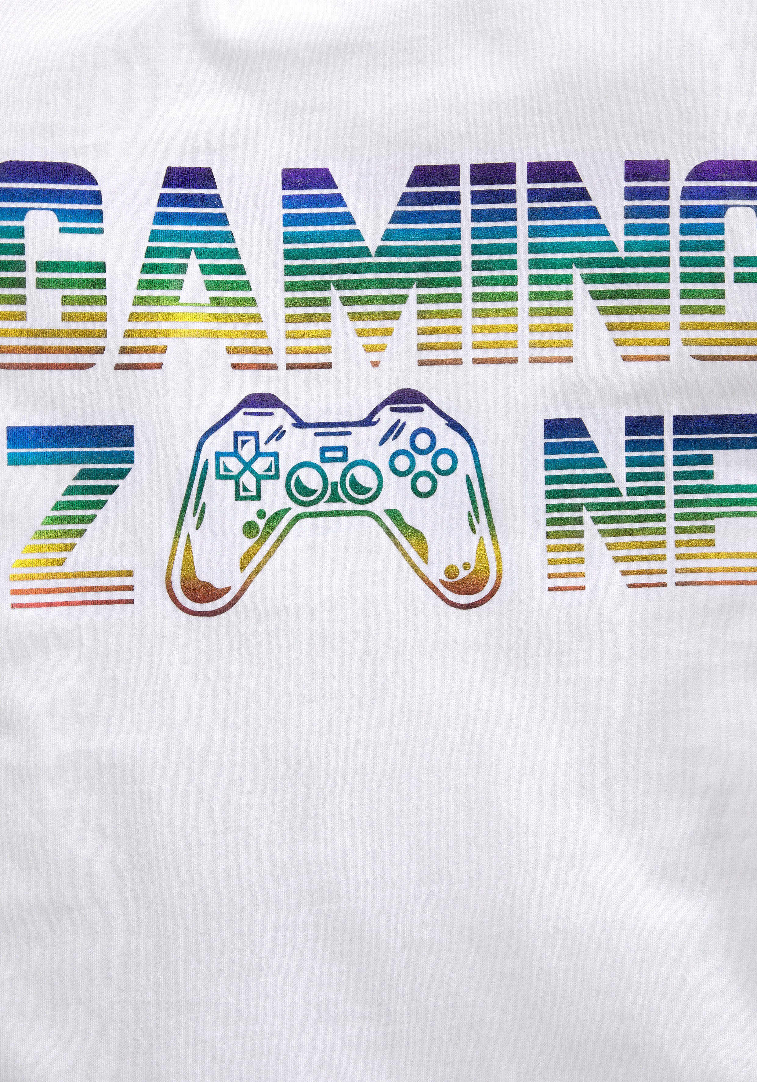 KIDSWORLD T-Shirt GAMING ZONE Kurzarm, Basic-Passform, mit Foliendruck