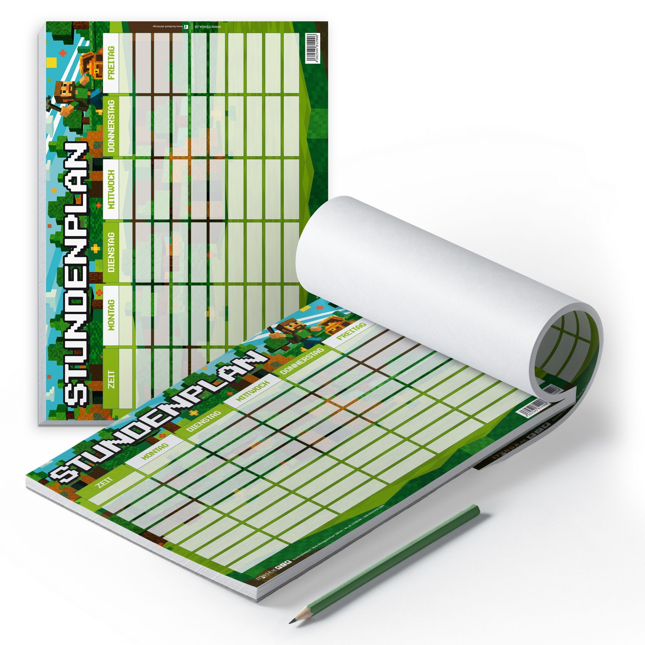 itenga Schülerkalender itenga Stundenplan Block 25 Blatt DIN A4 Motiv Blockgame PIXEL