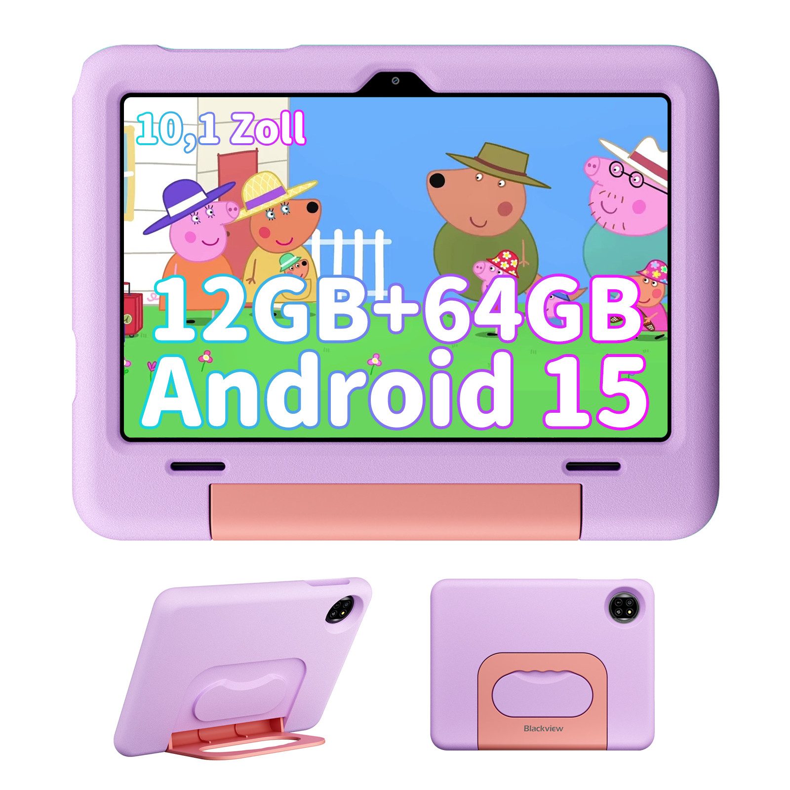 blackview 10,1 Zoll TAB Kids Android 15 mit Stylus Tablet (64 GB, Android 15, 5G wifi, Android 15, Google Kids Space, Gemini AI 2.0)