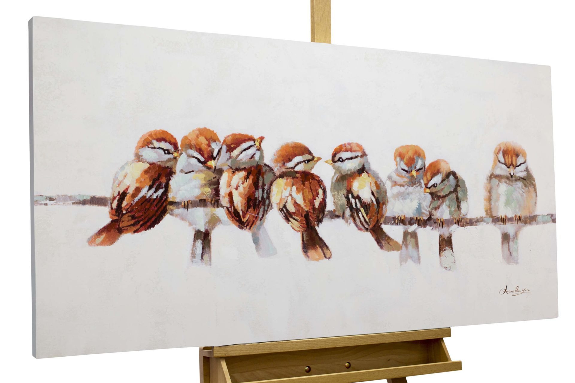 KUNSTLOFT Gemälde Happy Family Reunion 120x60 cm, Leinwandbild 100% HANDGEMALT Wandbild Wohnzimmer