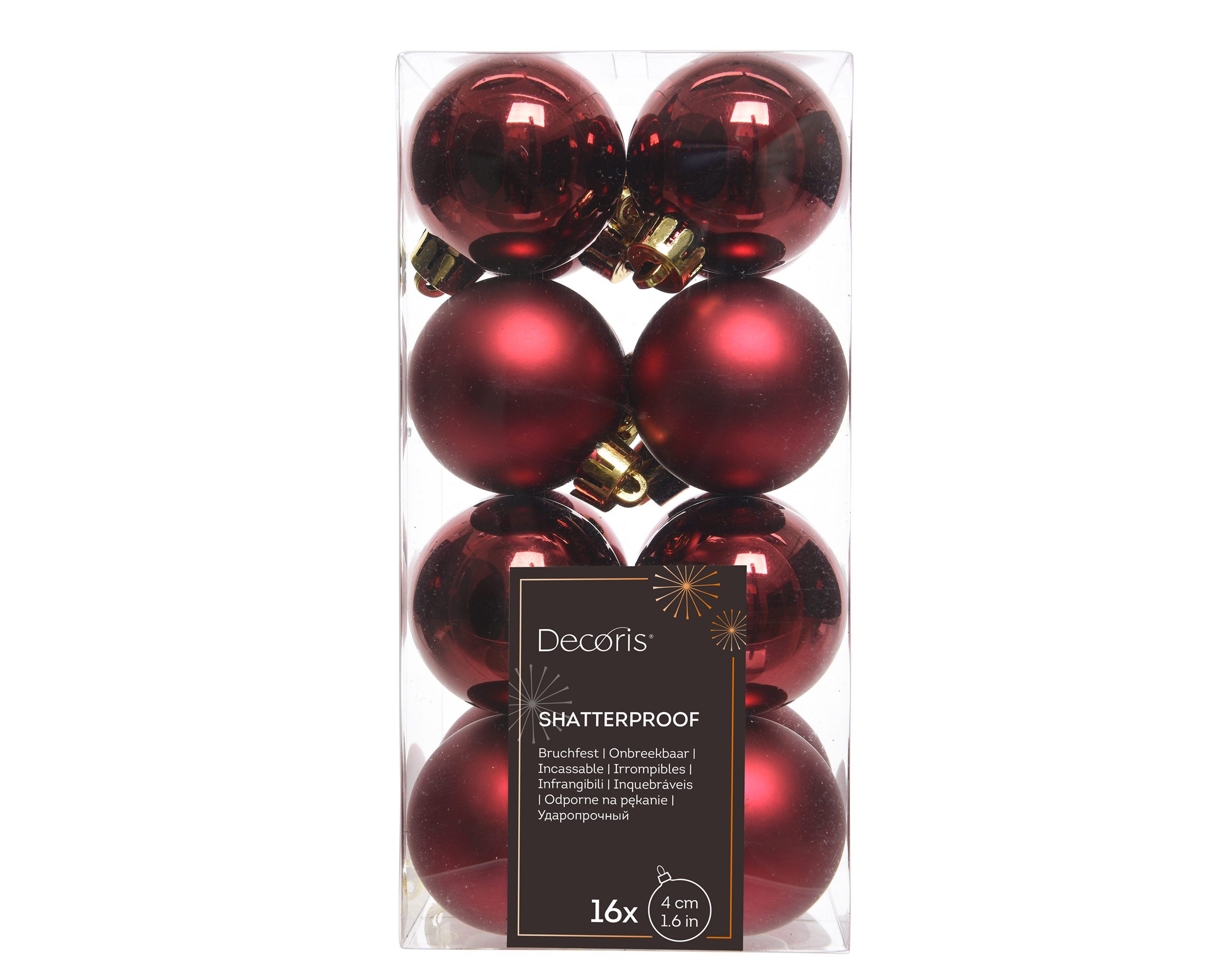 Kaemingk Weihnachtsbaumkugel, Weihnachtskugeln Kunststoff 4cm 16 Stück - Ochsenblut