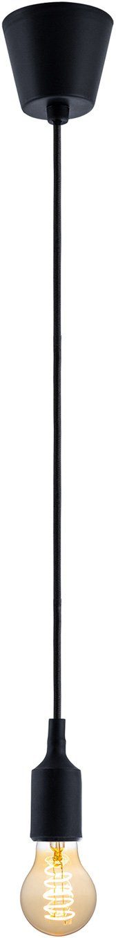 Schwarz 1,5m Überzogen Schnurpendel ohne Home Silikon Pendelleuchte Paco Textilkabel Leuchtmittel, SUN, E27