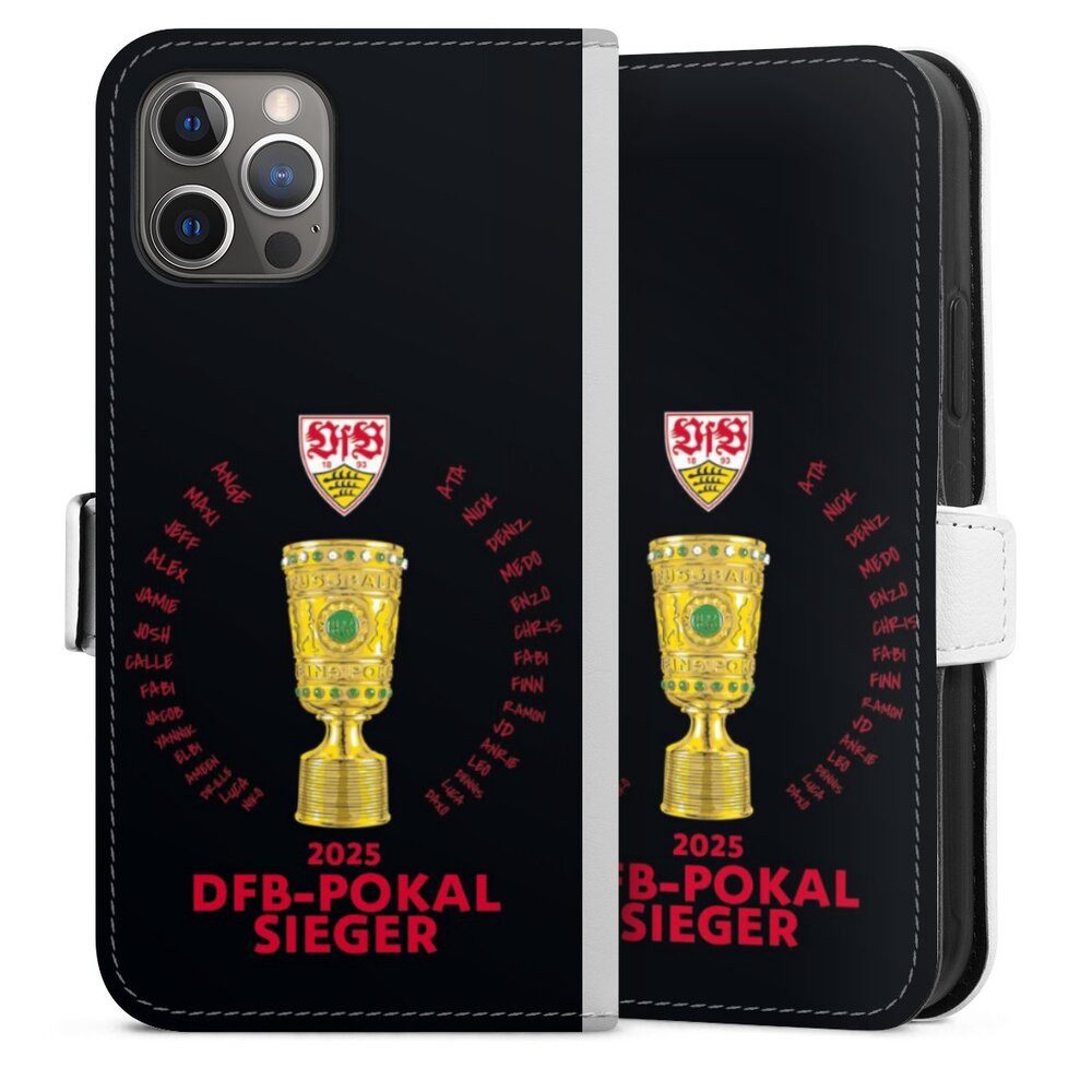 DeinDesign Handyhülle VfB Stuttgart Pokal Offizielles Lizenzprodukt, Apple iPhone 12 Pro Hülle Handy Flip Case Wallet Cover