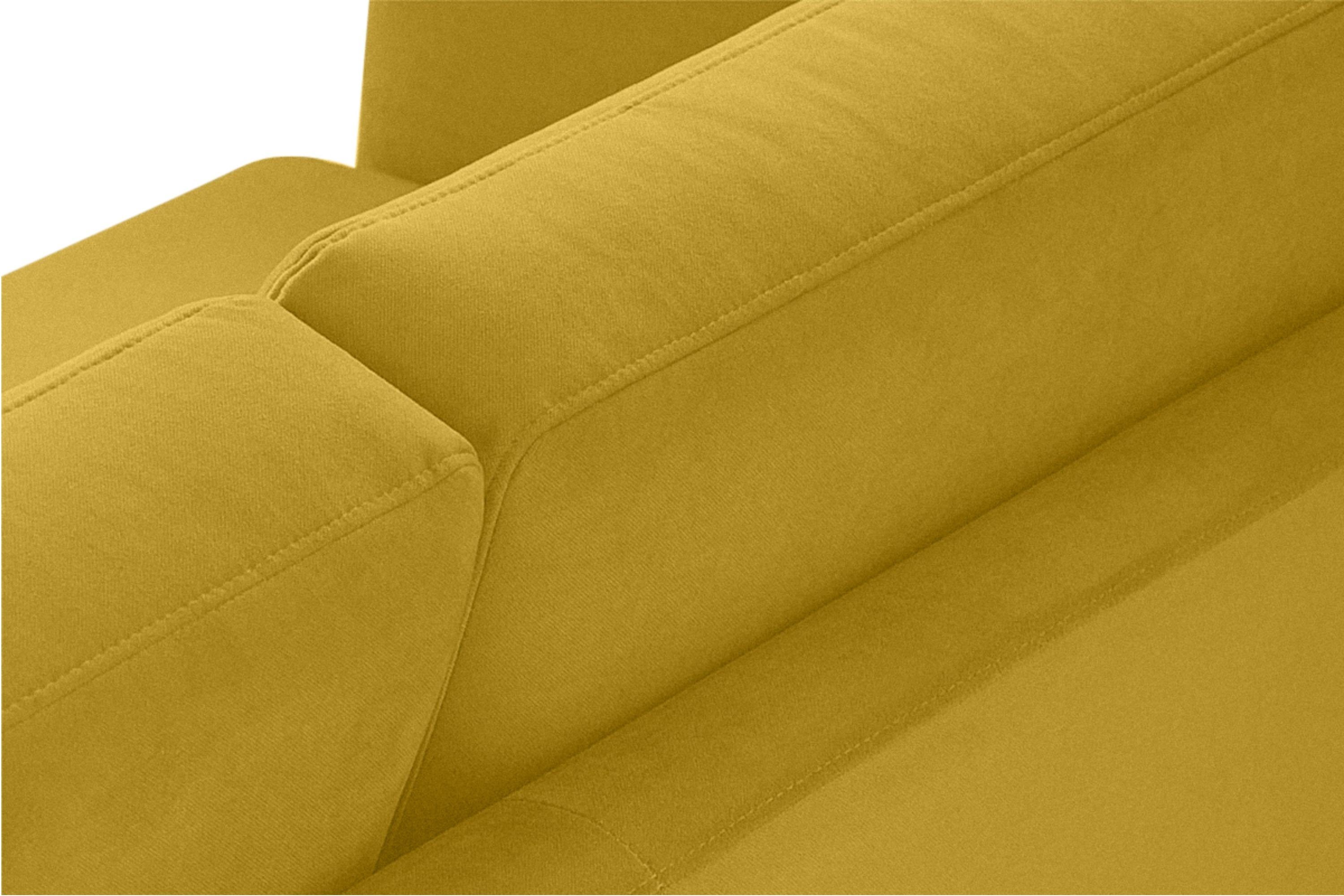 Armlehnen, Konsimo gelb Made TAGIO Scandi-Stil, | Ecksofa rechts, mit aus in gelb Europe, Ecksofa Gestell Massivholz