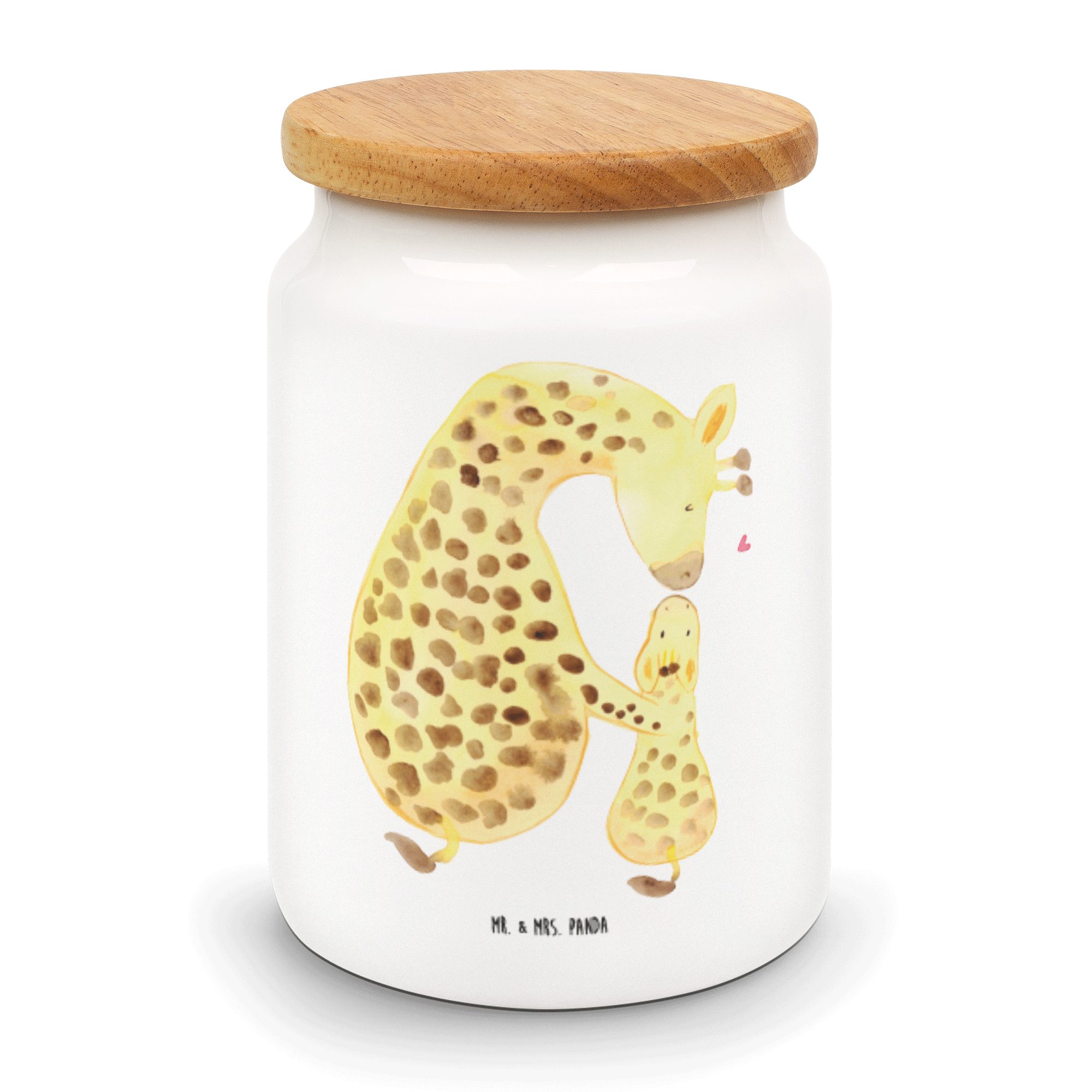 Mr. & Mrs. Panda Vorratsdose Giraffe mit Kind - Weiß - Geschenk, Leckerlidose, Mutter, Vorratsdose, Keramik, (1-tlg)