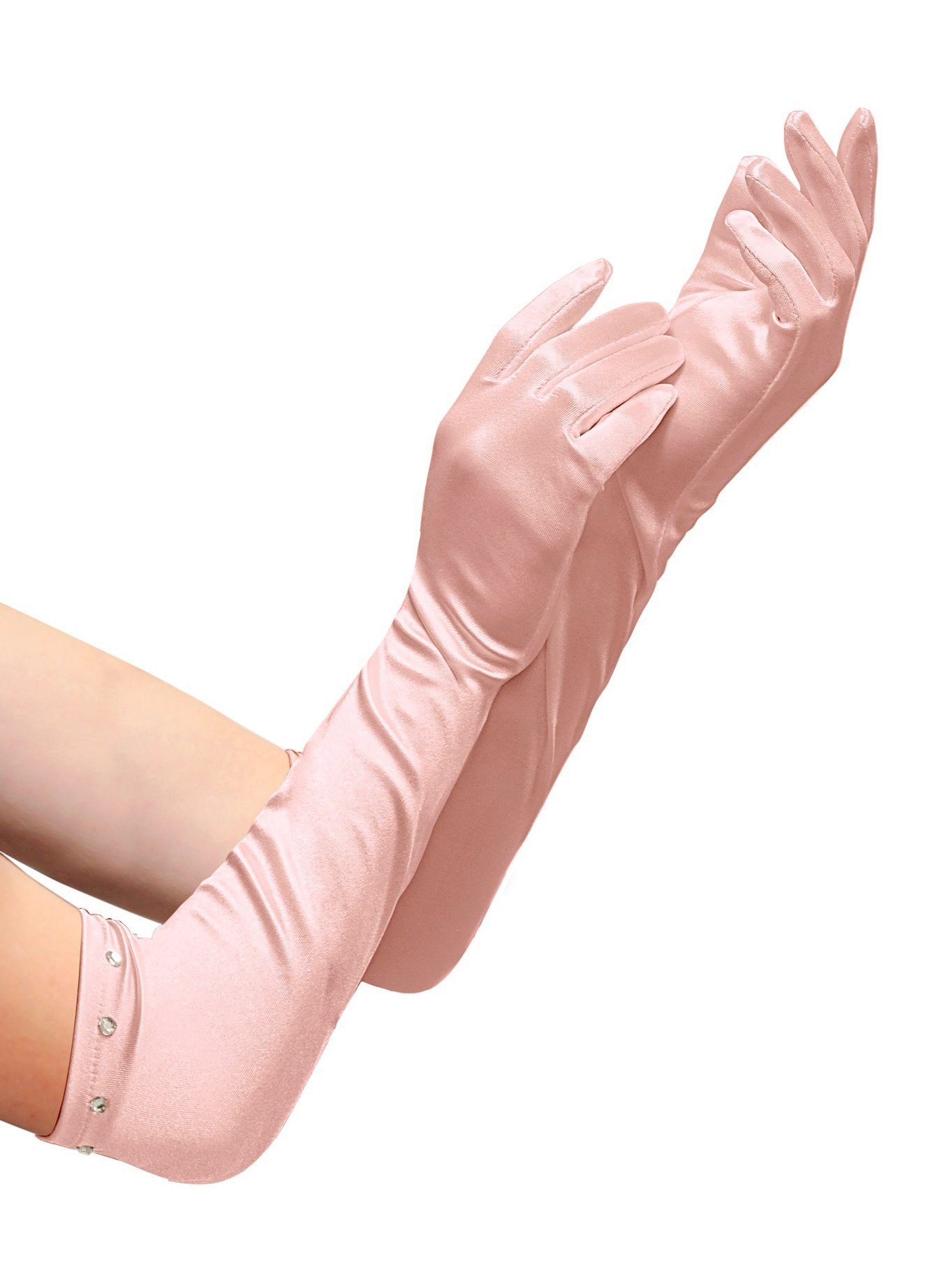 Widdmann Kostüm Satin Handschuhe extra lang rose, 40