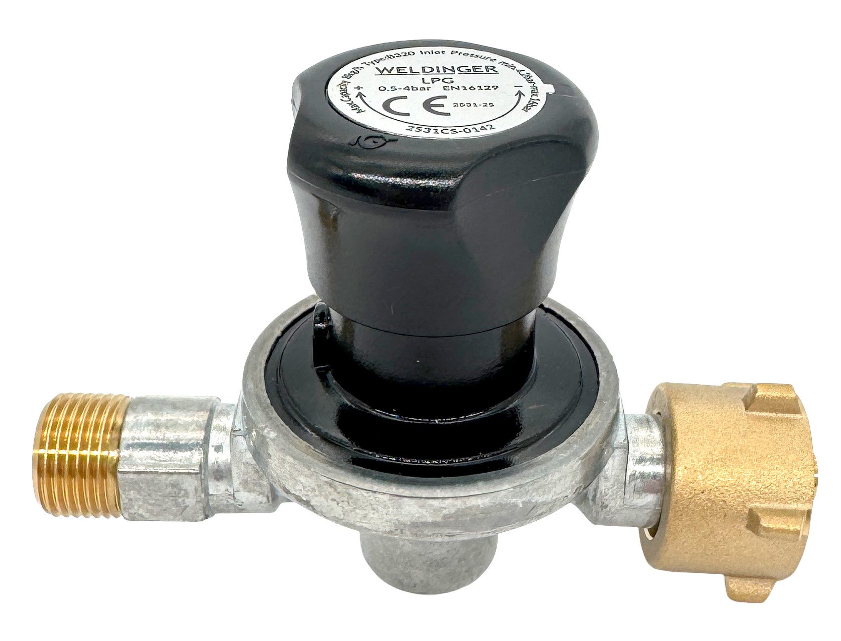 WELDINGER Druckregler Propanregler 0,5-4 bar stufenlos regelbar (W21,8lx3/8"l) Lötregler, (1-St), stufenlos regelbar