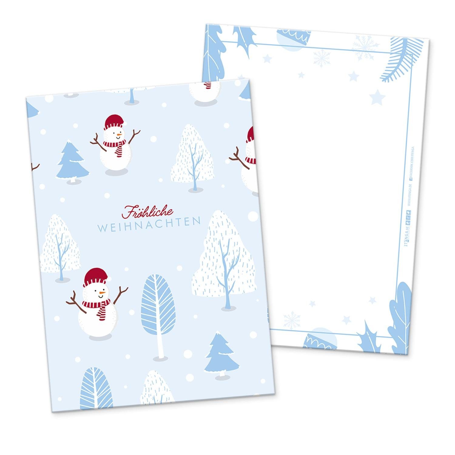 Grußkarten Grußkarte Winterlandschaften M Postkarte itenga Weihnachten Frohe x 12 itenga