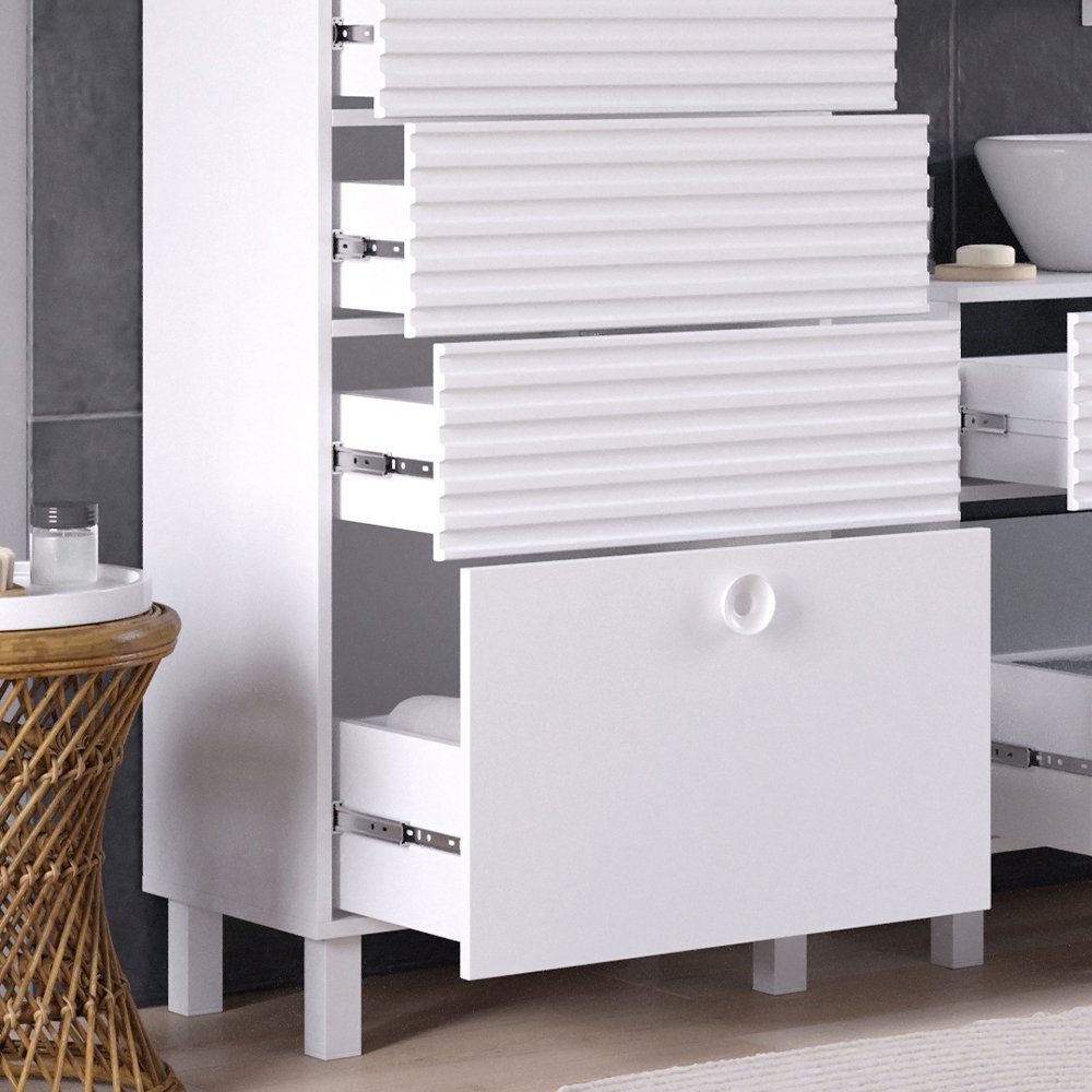 Vicco Midischrank Badezimmerschrank mit Weiß Regal SOLA