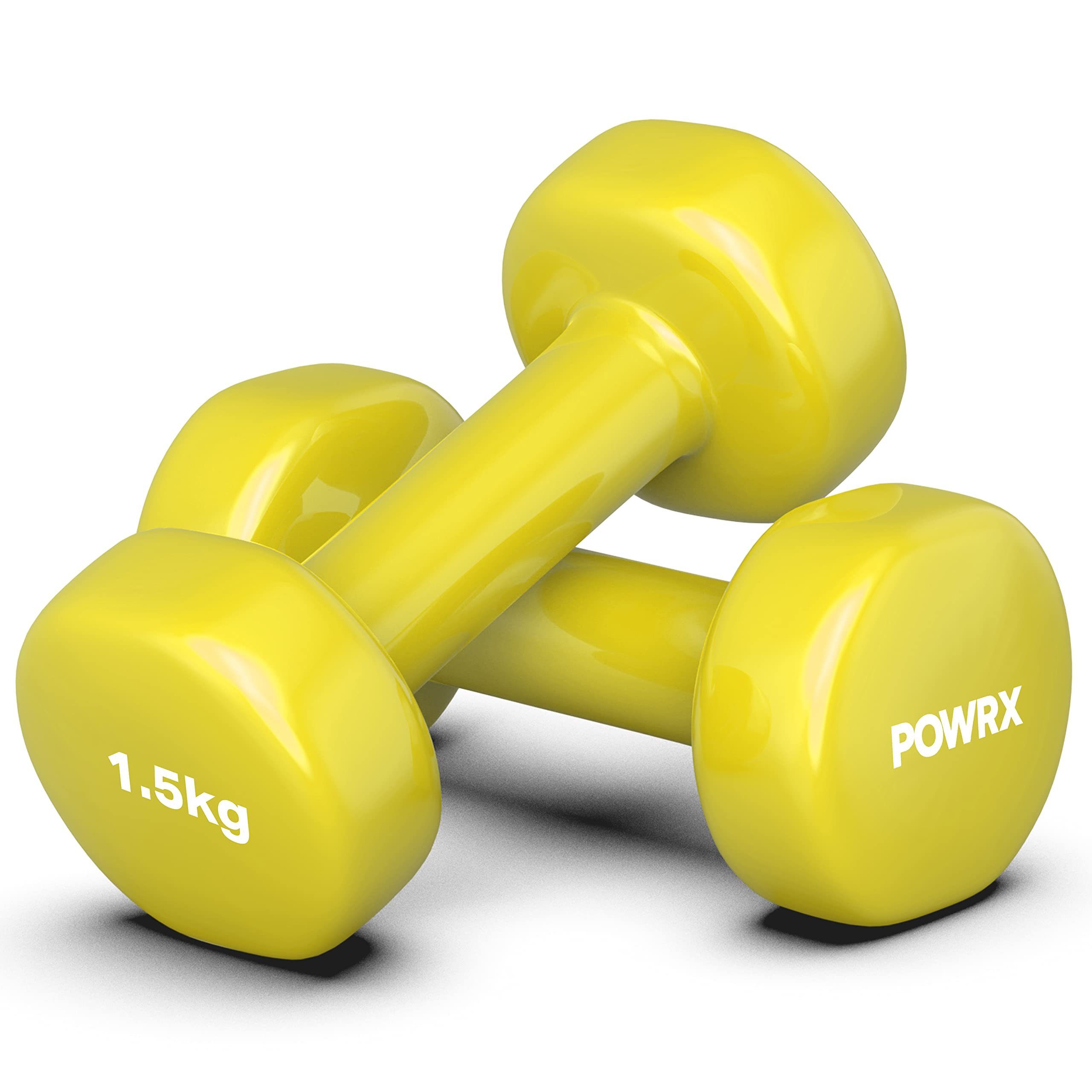 Gymnastik (0,5-10kg) (2X1,5Kg) Pilates, POWRX Aerobic Paar für Gelb Vinyl-Hanteln Gymnastikhantel