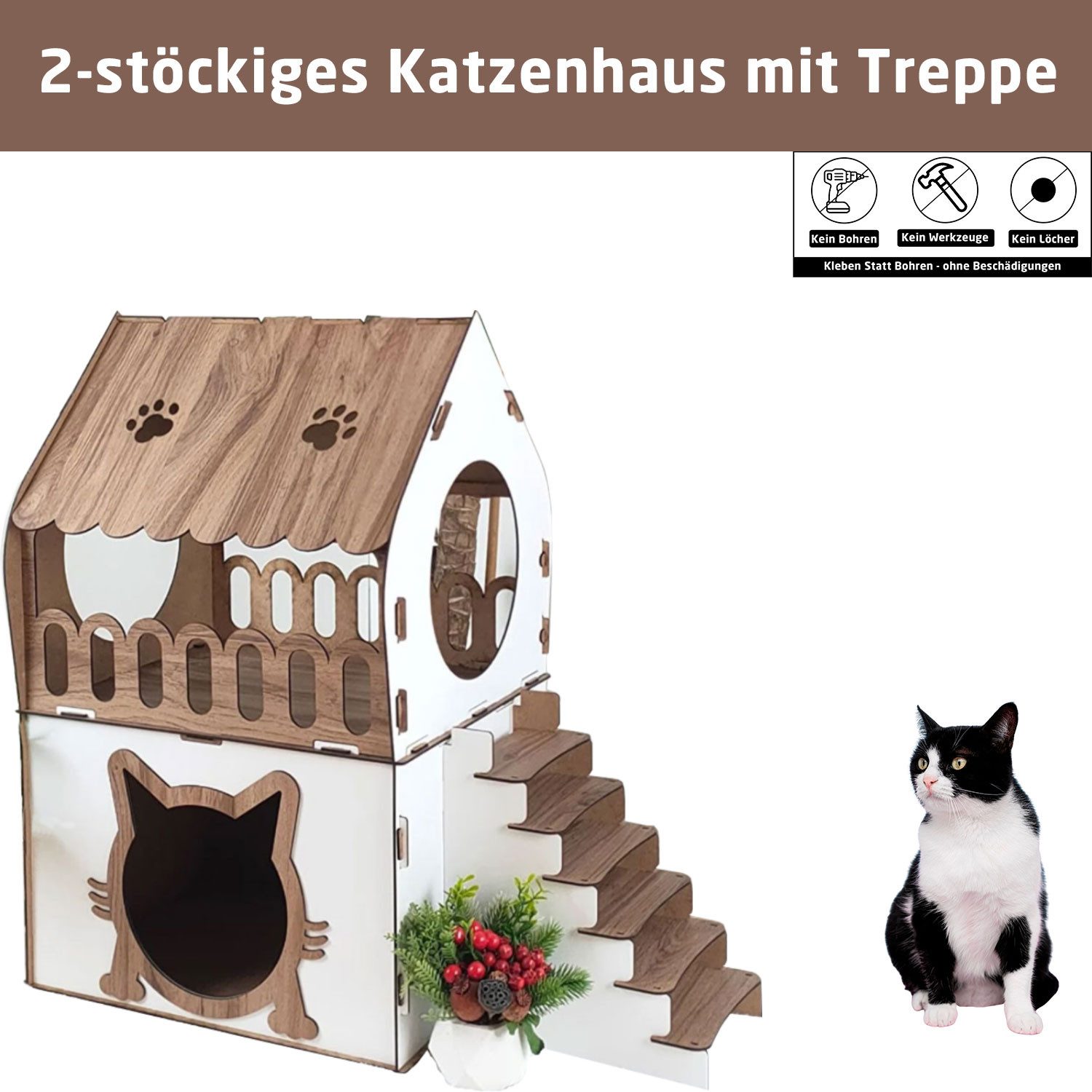 Katzenliege XL Katzenhaus Katzenhäuschen Katzenhütte Stecksystem Katzenbett