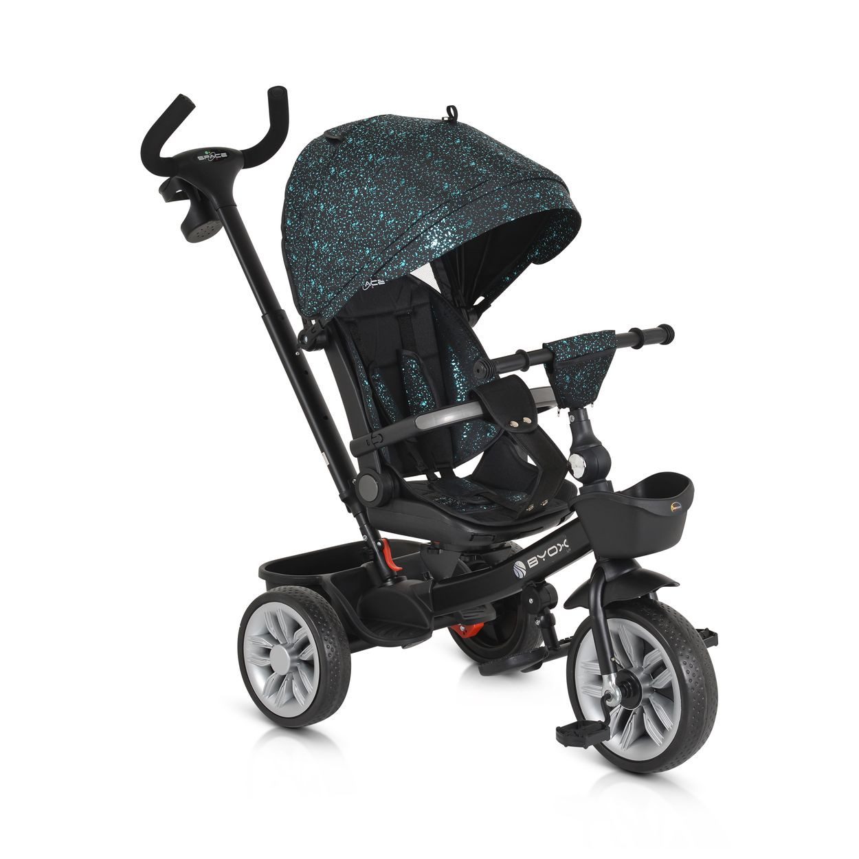 Byox Dreirad Tricycle Space 3 in 1 Dreirad, Getränkehalter, Korb, Schiebegr günstig online kaufen