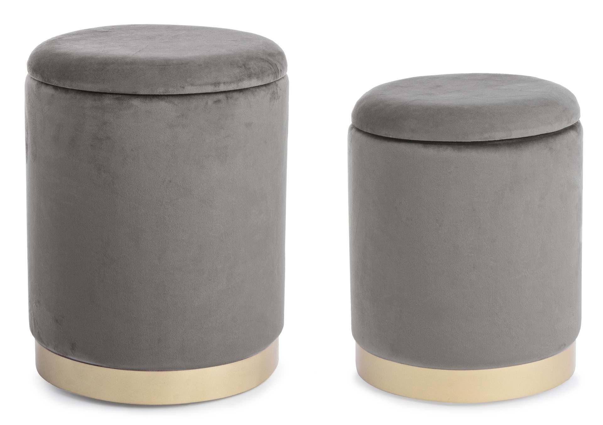 Bizzotto Pouf Polina 2er-Set in Samt-Optik, Grau