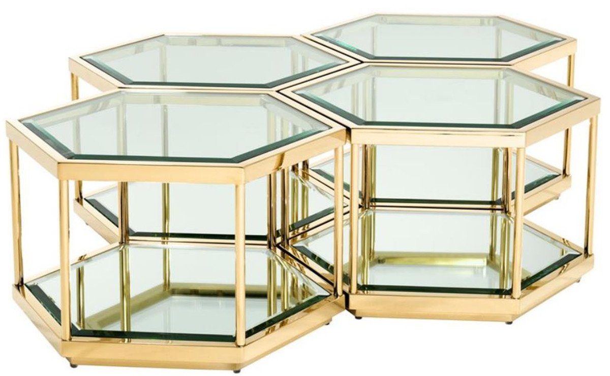 Casa Padrino Couchtisch Luxus Couchtisch / Wohnzimmertisch 4er Set Gold 60 x 52 x H. 36 cm - Wohnzimmermöbel