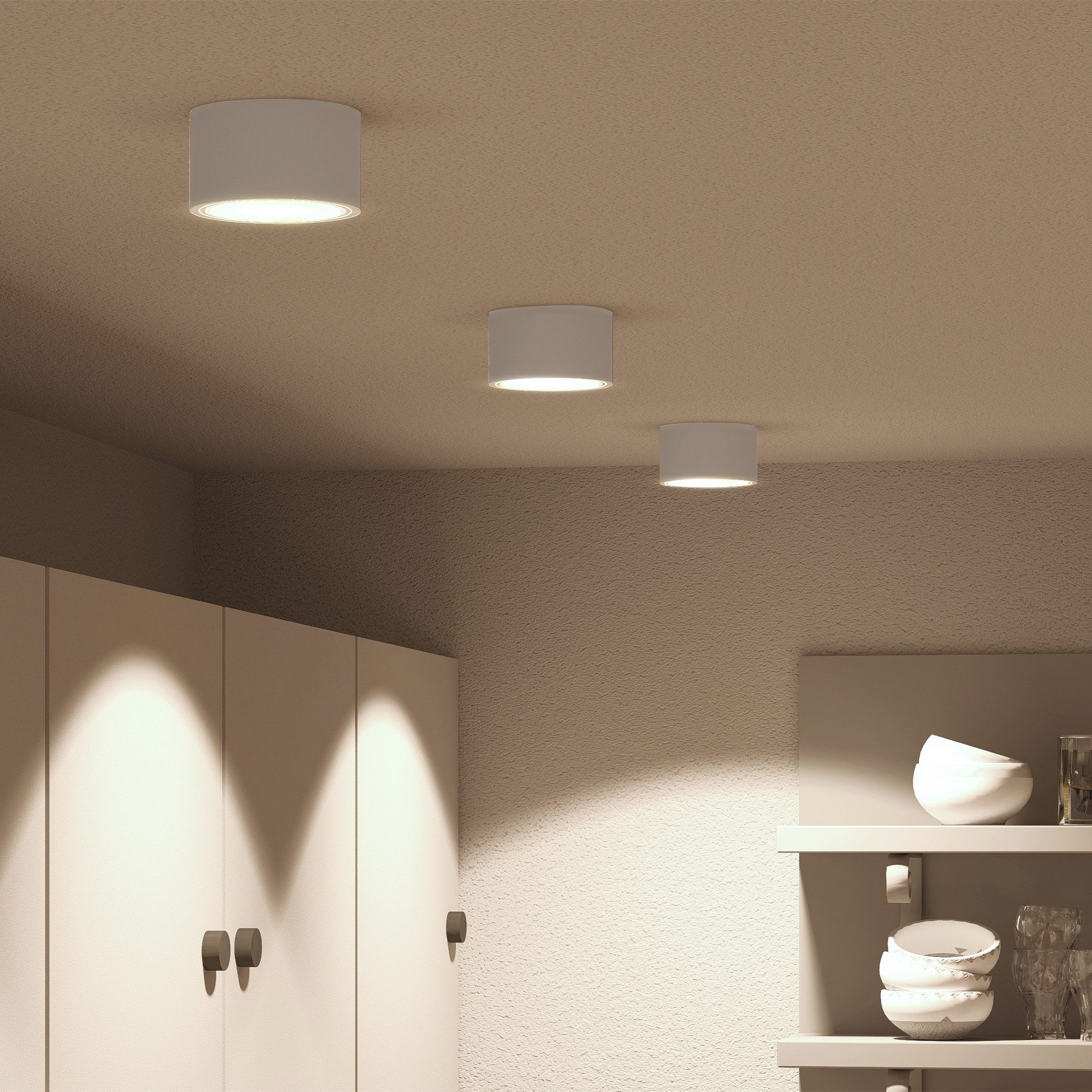 SSC-LUXon LED Aufbaustrahler CELI-X flache Aufbauleuchte mit LED GX53 3W neutralweiss Spot in rund, Neutralweiß