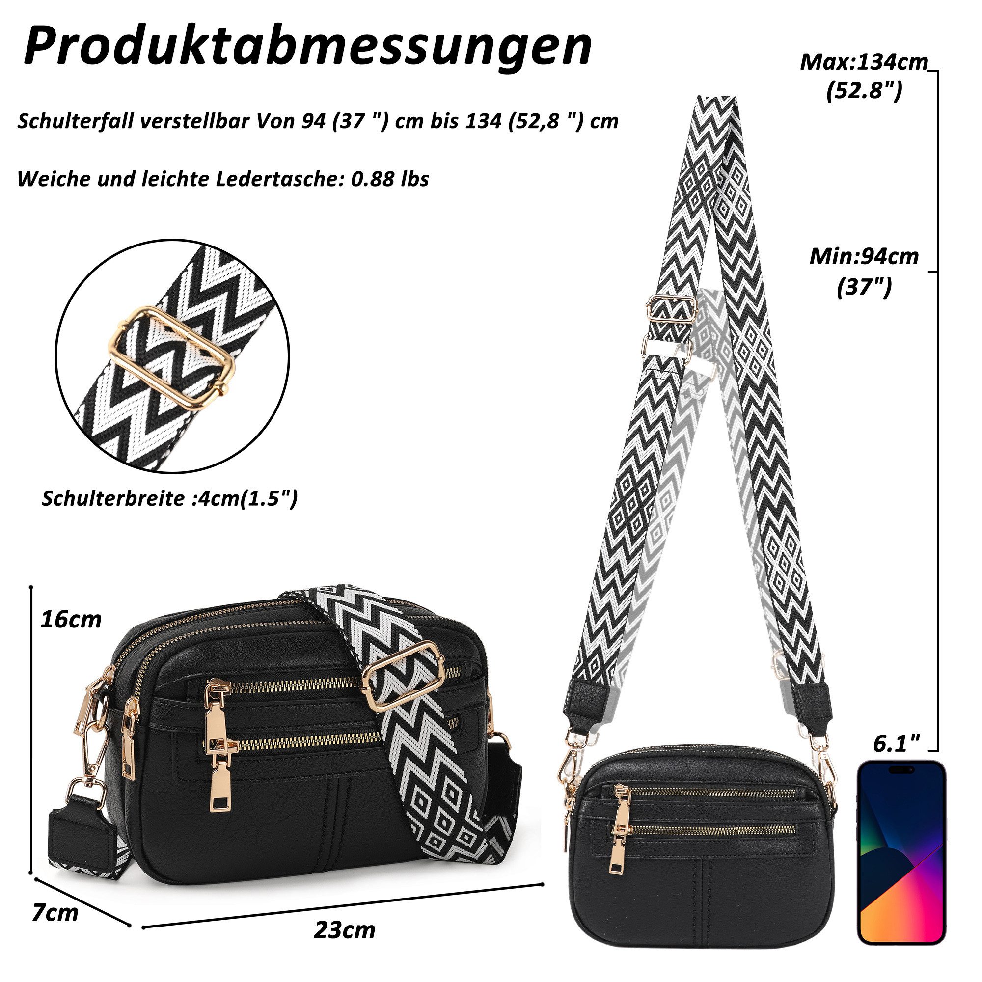 TAN.TOMI Schultertasche Umhängetasche Damen Mittelgroß tasche mit Weich Breiter Gurt, Damen Handtasche mit Verstellbarer Schulterriemen – Bild 5 von 5