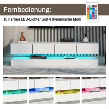 XDeer TV-Schrank LED TV Lowboard,Wandmontierter TV-Schrank,TV-Ständer,TV-Möbel mit 2 Schränken und 4 Schubladen,16-farbige LED-Beleuchtung