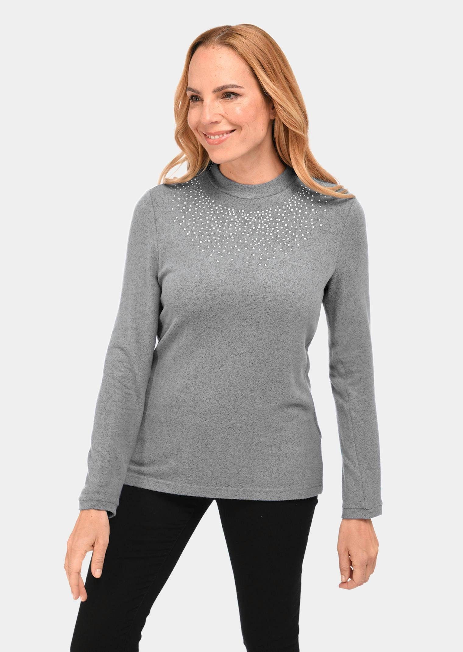 Langarmshirt Angenehm weiches Shirt mit Glitzersteinen