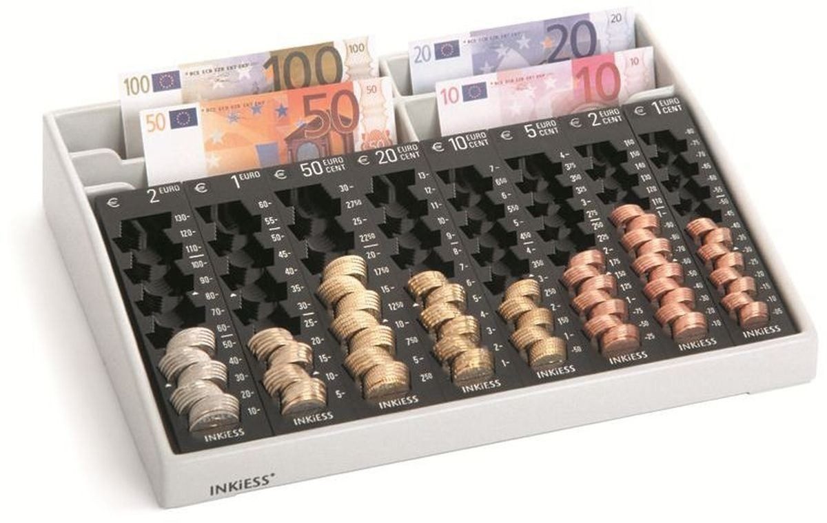 INKiESS Geldkassette Kasse Rekord 84 PL (BxTxH) 35,0x27,5x7,0 cm lichtgrau/schwarz