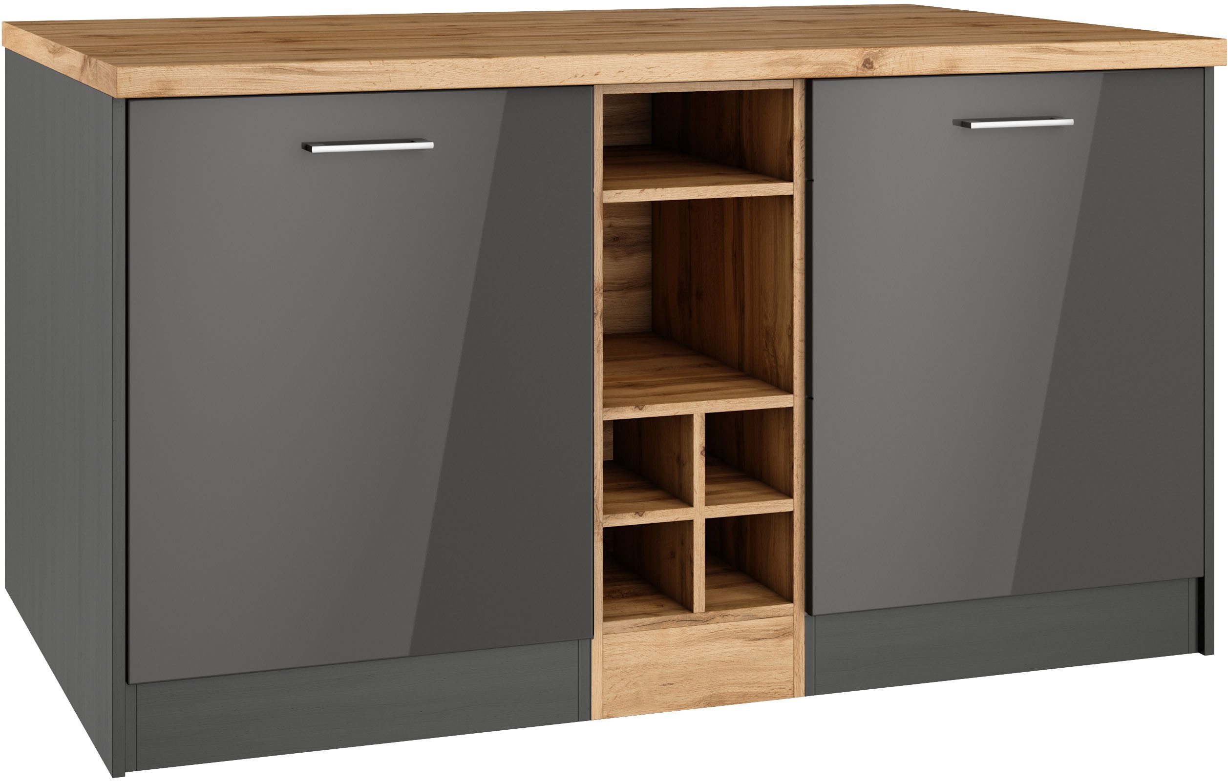 KOCHSTATION Кухніinsel KS-Milan, Stellmaß 153/100 cm, viel Stauraum, Lebensmittelpunkt: Küche