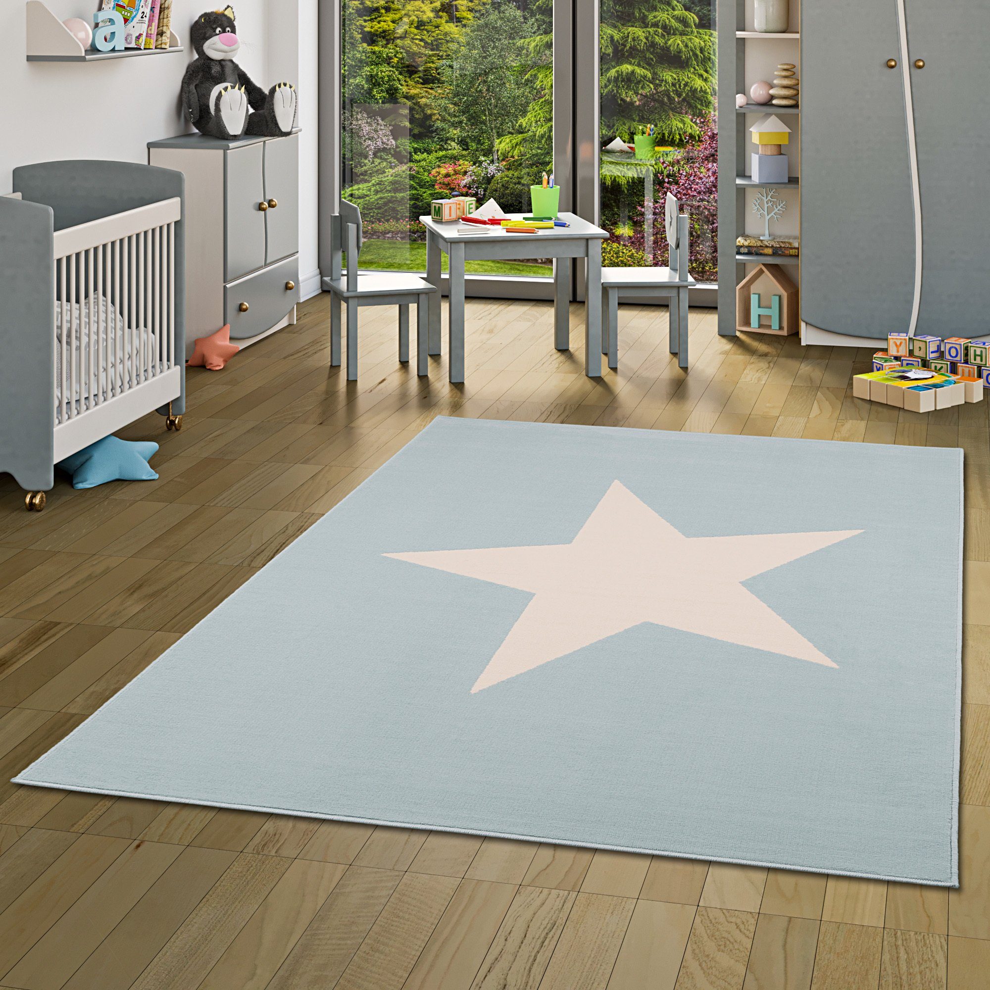 Pergamon Kinderteppich Kinder und Jugend Teppich Trendline Stern Pastell, Rechteckig, Höhe: 8 mm