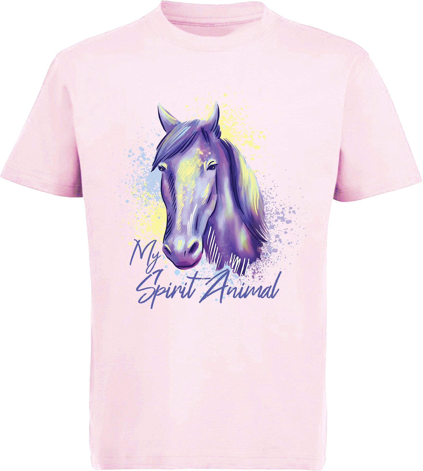 MyDesign24 Print-Shirt bedrucktes Mädchen T-Shirt gemalter Pferdekopf Baumwollshirt mit Aufdruck, i158 rosa