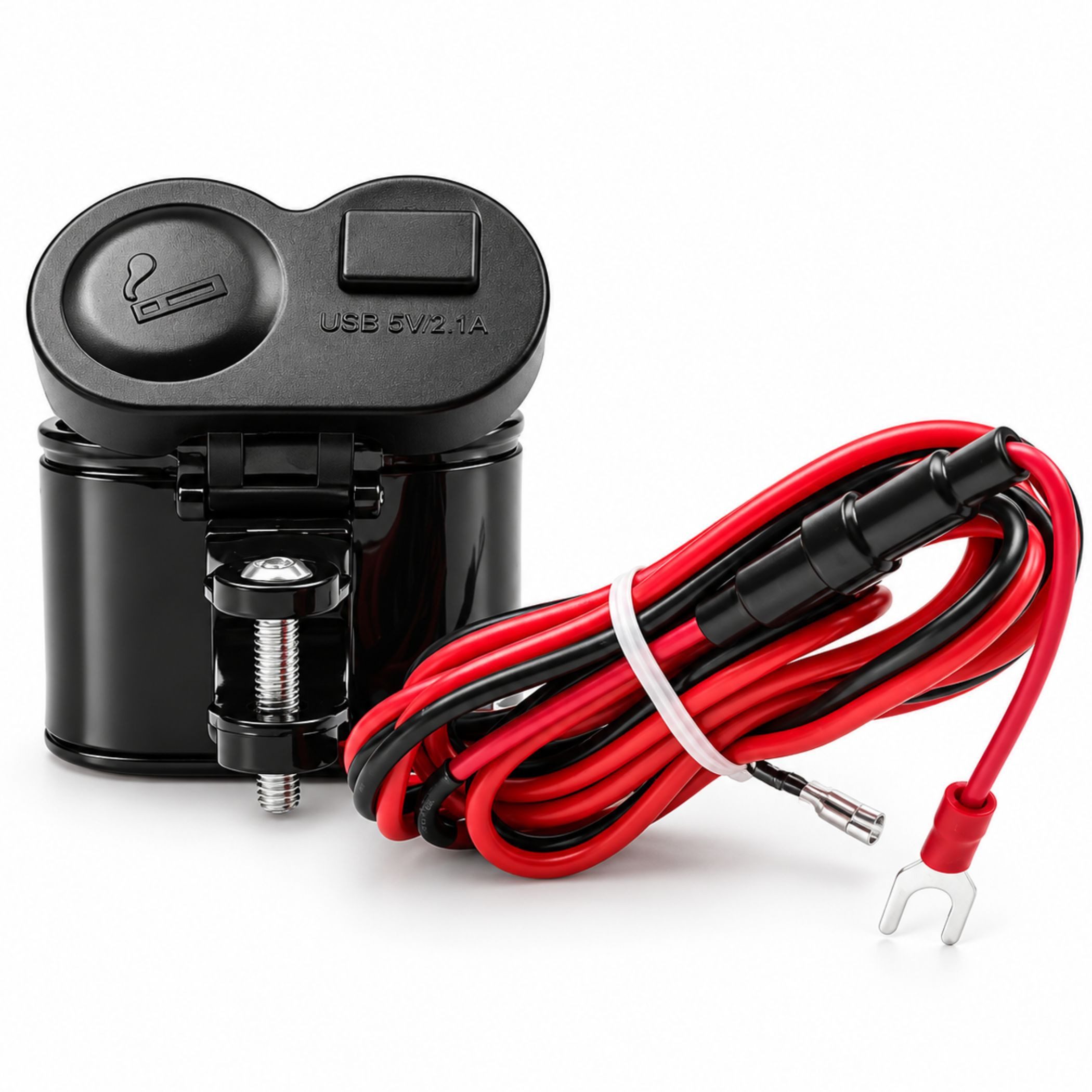 Bolwins D72C Motorrad Steckdose Dual USB Ladegerät mit Zigarettenanzünder USB-Ladegerät (1500 mA, Packung, 1-tlg., 1x Motorrad USB Ladegerät mit Ein-/Ausschalte – Bild 2 von 5