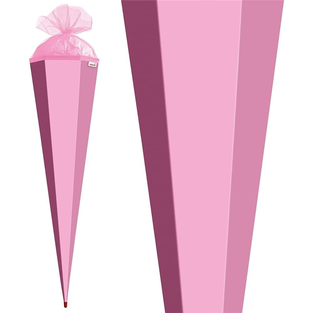 Roth Schultüte XXL-Bastelschultüte Rosa, 100 cm, eckig, mit Tüllverschluss, Zuckertüte für Schulanfang