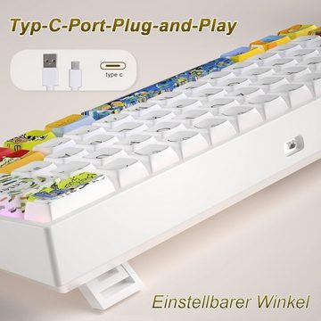 MIHIYIRY AK62 62 Tasten Mechanische Gaming Tastatur (Mit RGB-Hintergrundbeleuchtung Kabelgebundene mit Typ-C-Kabel für Win)