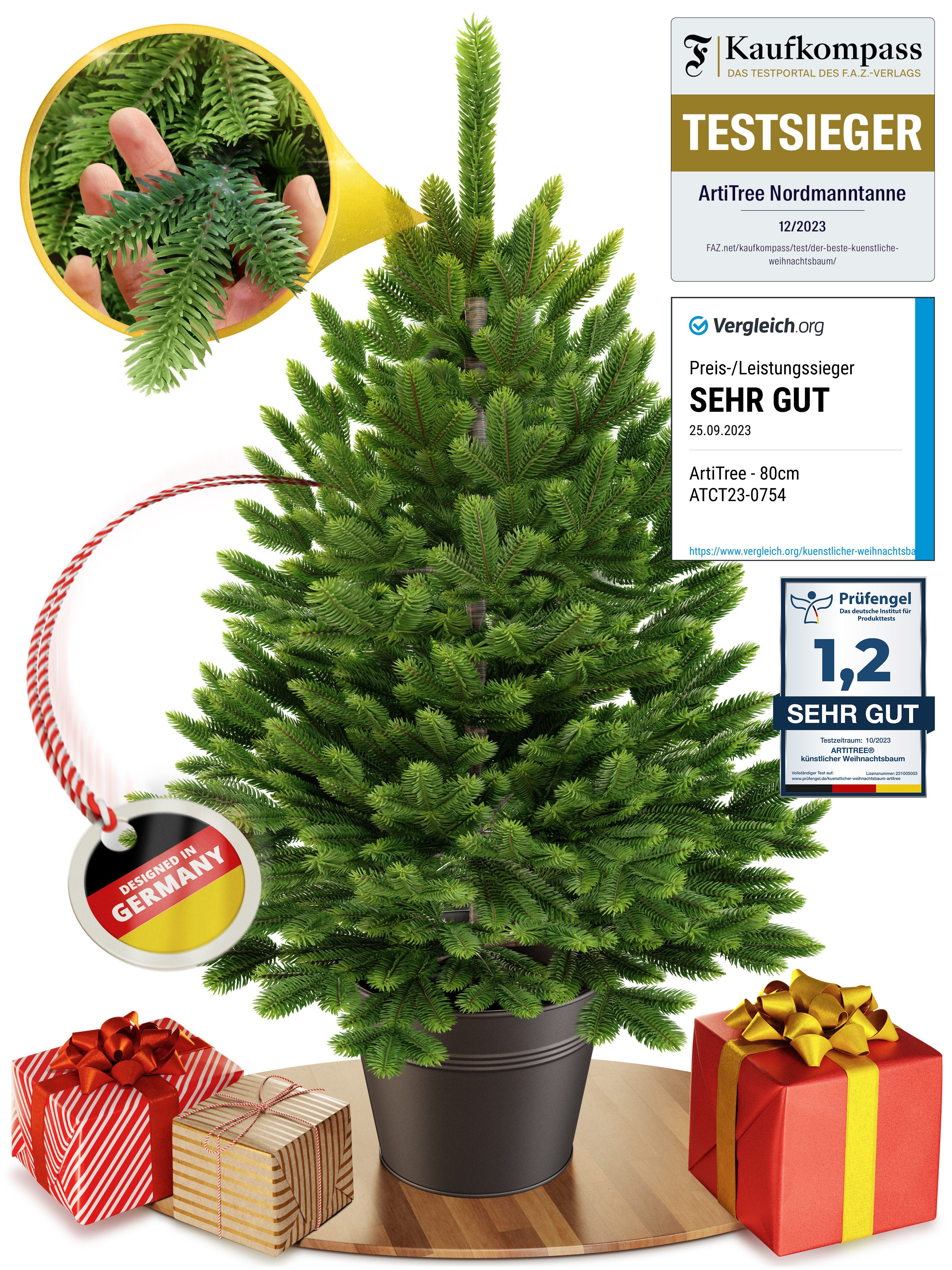 ArtiTree Künstlicher Weihnachtsbaum Premium Tanne im Topf