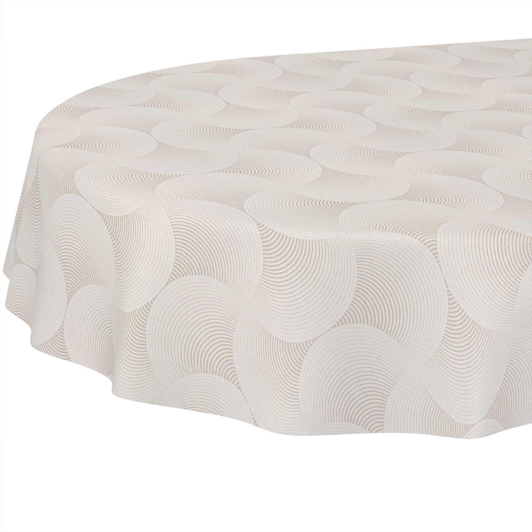 ANRO Tischdecke abwaschbar Tischtuch Baumwolle Polyester wasserabweisend (Einzelstück 1-tlg), Schmutzabweisend Geometrie Beige Oval 160x140cm