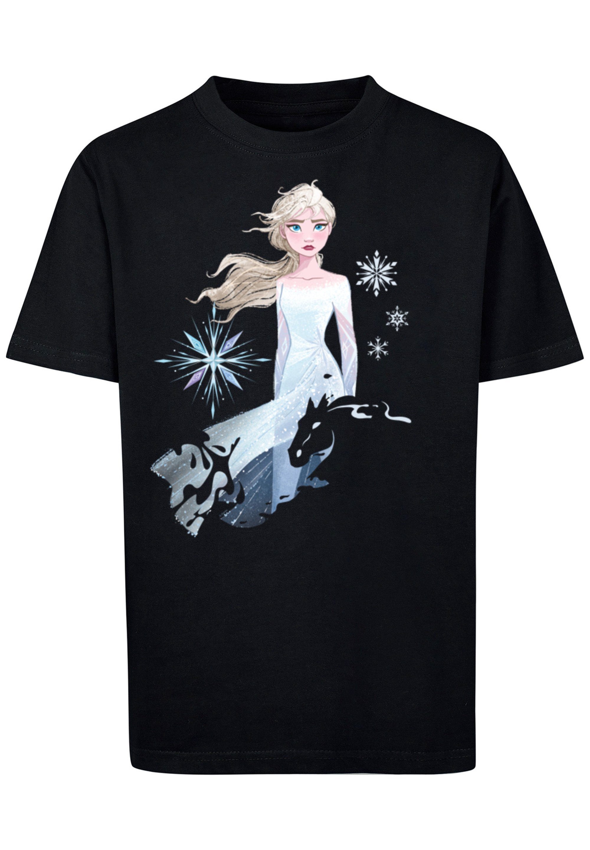 Wassergeist Merch,Jungen,Mädchen,Bedruckt Nokk F4NT4STIC Frozen Disney Unisex Elsa schwarz 2 T-Shirt Kinder,Premium Pferd Silhouette