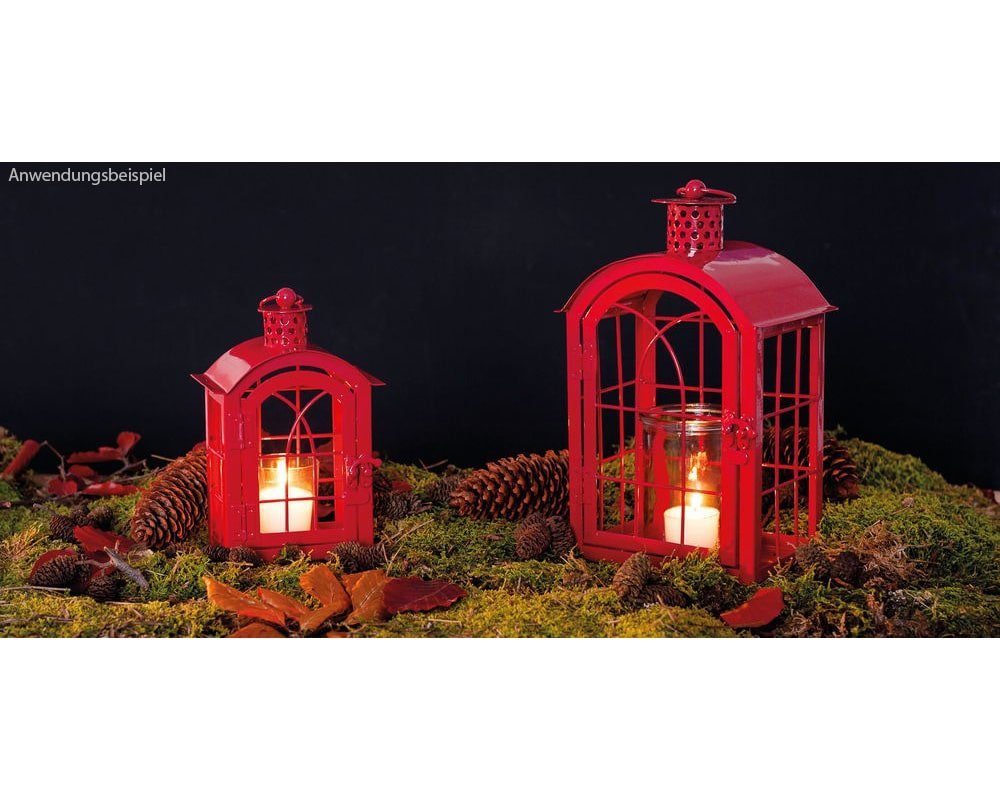 Kerzenständer Dekolaterne 19 rot HOME HOBBY Windlicht matches21 Teelichtglas & Laterne cm Metall