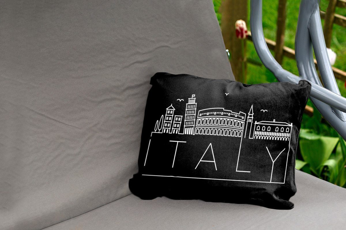 "Italien" Dekokissenbezug, Stadtbild Outdoor-Dekorationskissen, schwarzem Polyester, Hintergrund, Kissenhülle mit MuchoWow Dekokissen