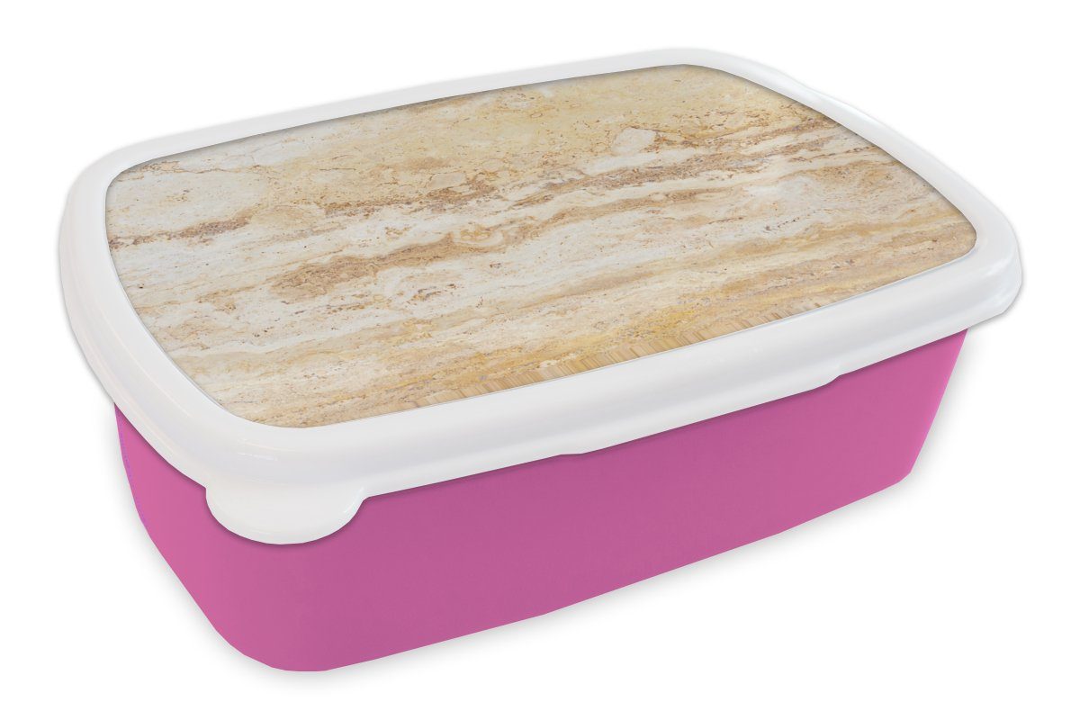 MuchoWow Lunchbox Marmor - Sand - Textur, Kunststoff, (2-tlg), Brotbox für Erwachsene, Brotdose Kinder, Snackbox, Mädchen, Kunststoff rosa