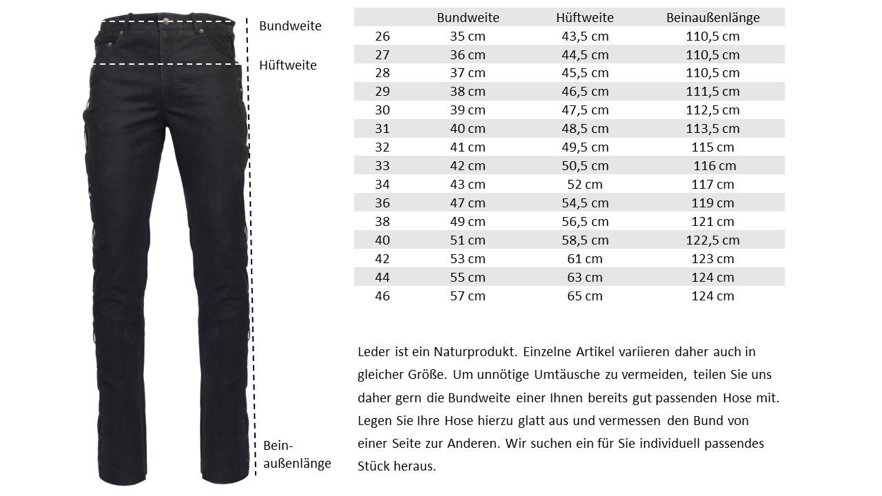 Jeans Schwarz Lederhose in Hochwertiges Leder Büffel Nubuk Optik RICANO NBK-101