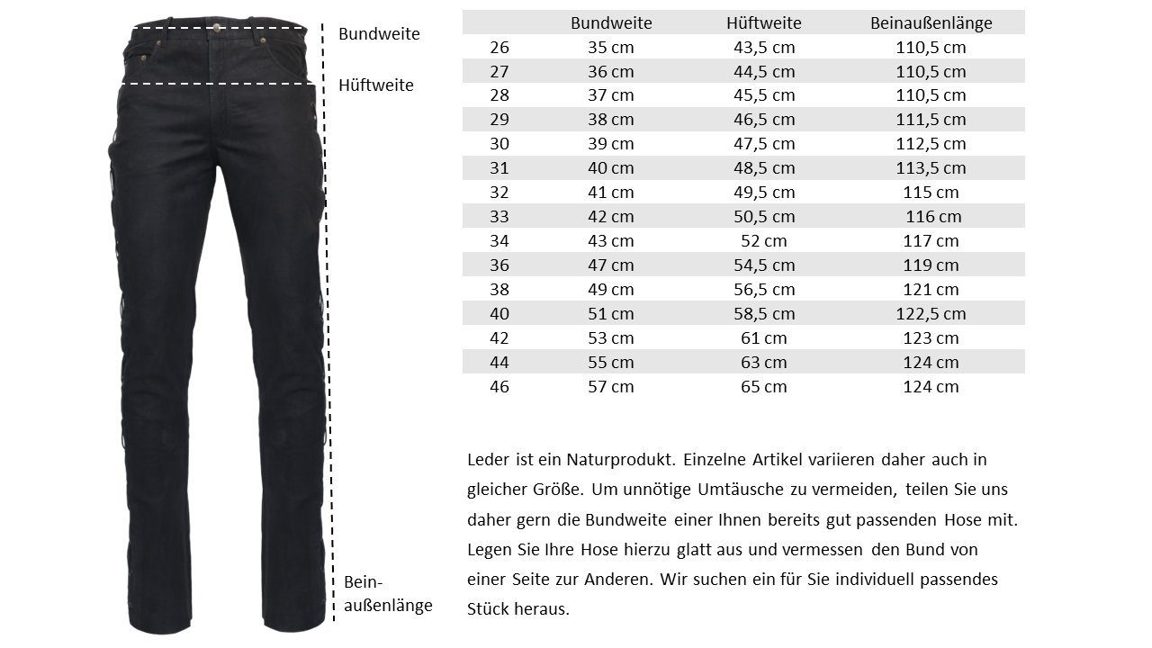 RICANO Lederhose NBK-101 Schwarz Leder in Jeans Optik Büffel Hochwertiges Nubuk