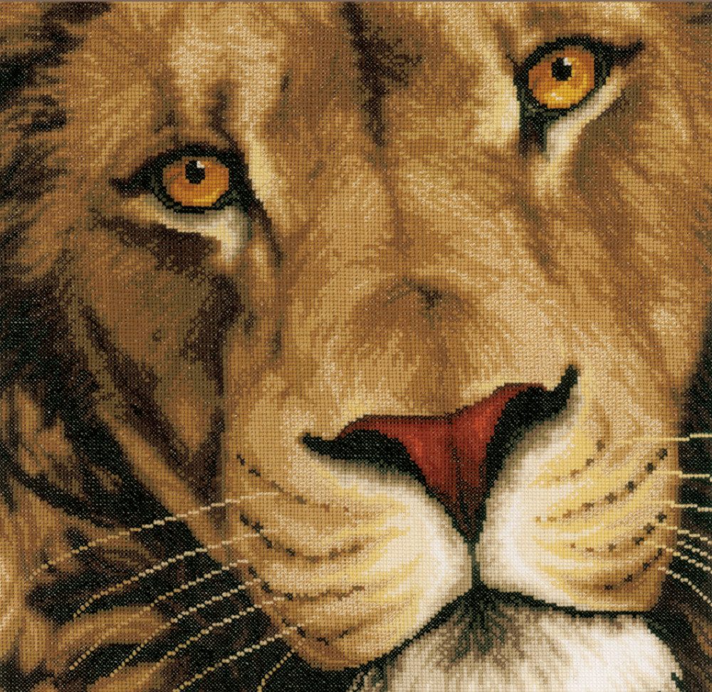 Lanarte Kreativset Lanarte PN-0154979 Nahaufnahme vom Löwen Kreuzstichpackung, (Set, embroidery Kit), Made in Europe