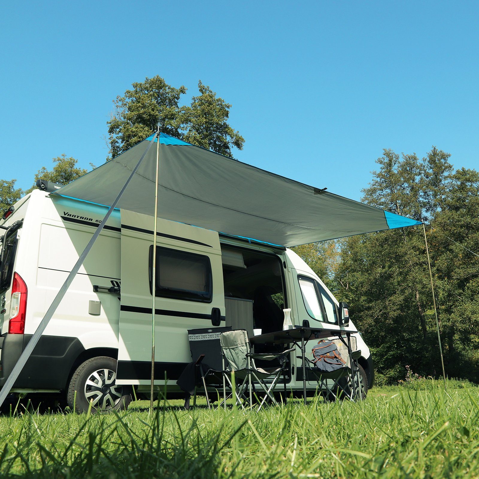 deiwo Sonnensegel Wohnmobil Wohnwagen Sonnensegel, grau, 2,50 x 2,4m, Wassersäule 2000mm – Bild 2 von 5