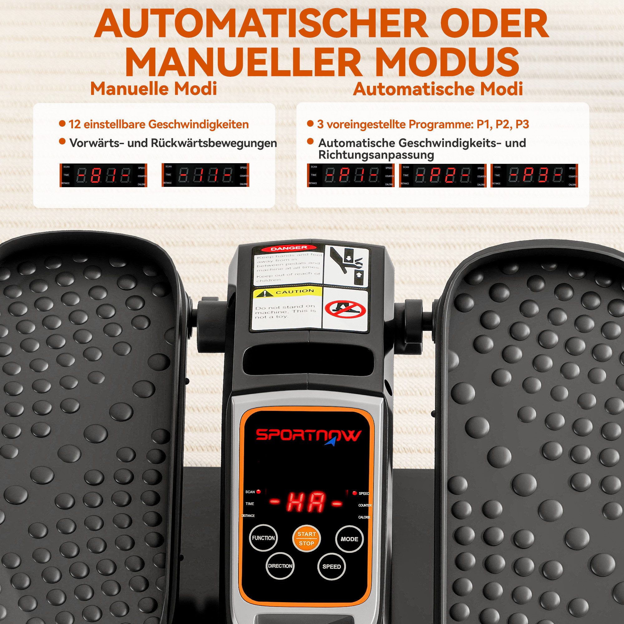 SPORTNOW Ellipsentrainer mit Fernbedienung, LED-Display, 12 Geschwindigkeiten (Leise Tragbar Pedaltrainer, 1-tlg., Untertisch Elektrischer Crosstrainer), für Senioren Büro