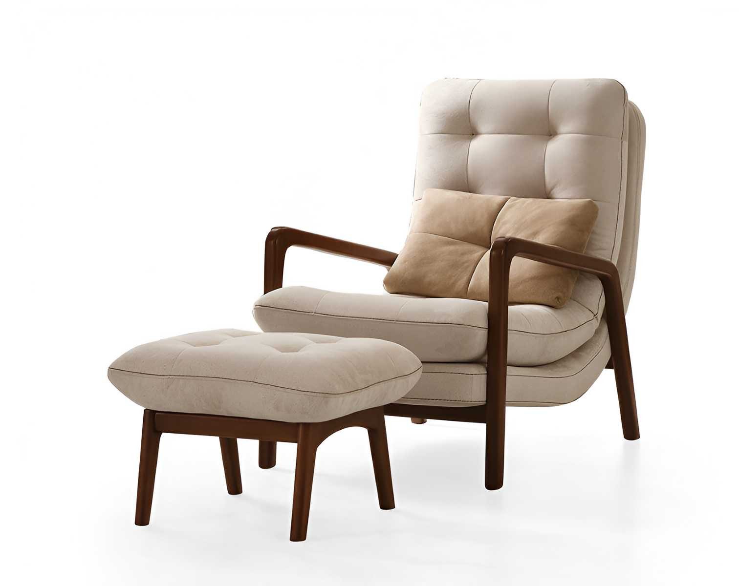 JVmoebel Polstergarnitur Beiger Polstersessel Fußhocker 2tlg Set, (2-tlg), Made in Europa