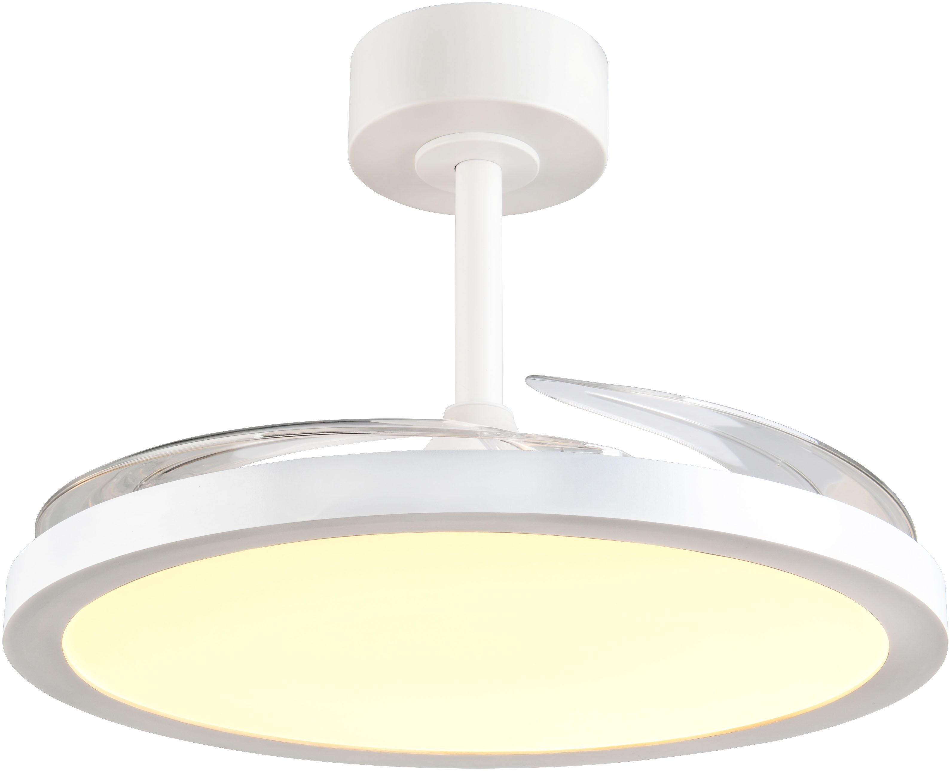 Reality Leuchten LED Deckenleuchte KASFJORD mit Ventilator, Deckenventilator mit Licht inklFernbedienung, CCT - über Fernbedienung, Dimmfunktion, Memoryfunktion, Nachtlichtfunktion, Timerfunktion, Ventilatorfunktion, getrennt schaltbar, mehrere Helligkeit