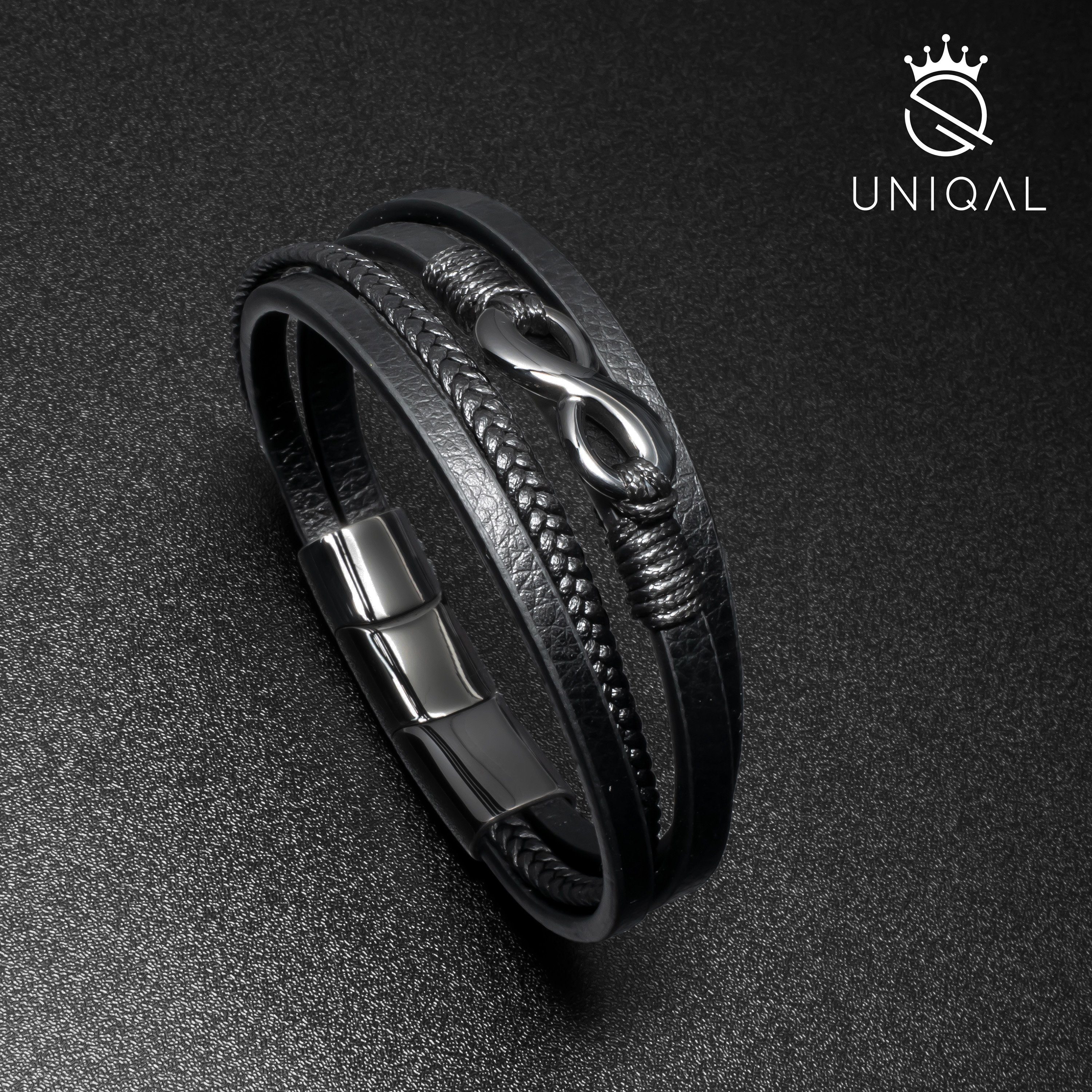 UNIQAL.de Lederarmband Unendlichkeit Leder Armband "NICE INFINITY" Herren ( Unendlichkeitszeichen, Leder, Handgefertigt), Designed in Germany